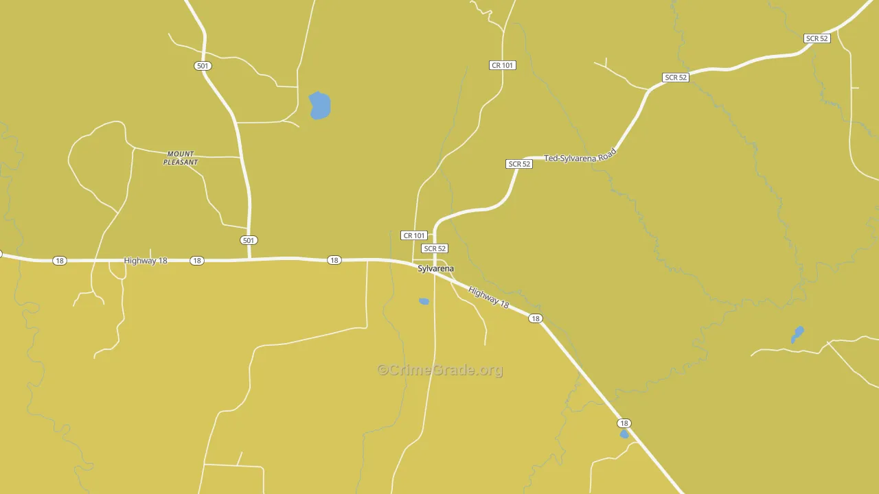 Sylvarena, MS Map of Murder Rates