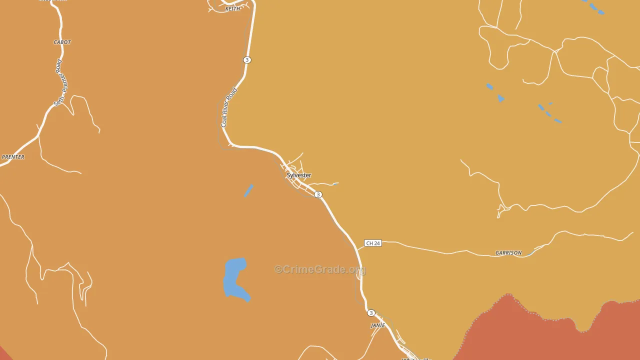 Sylvester, WV Map of Murder Rates