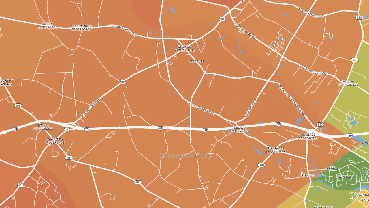 Syracuse, SC Map of Murder Rates