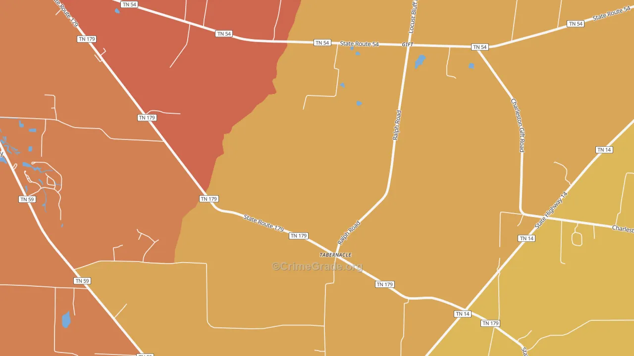 Tabernacle, TN Map of Murder Rates
