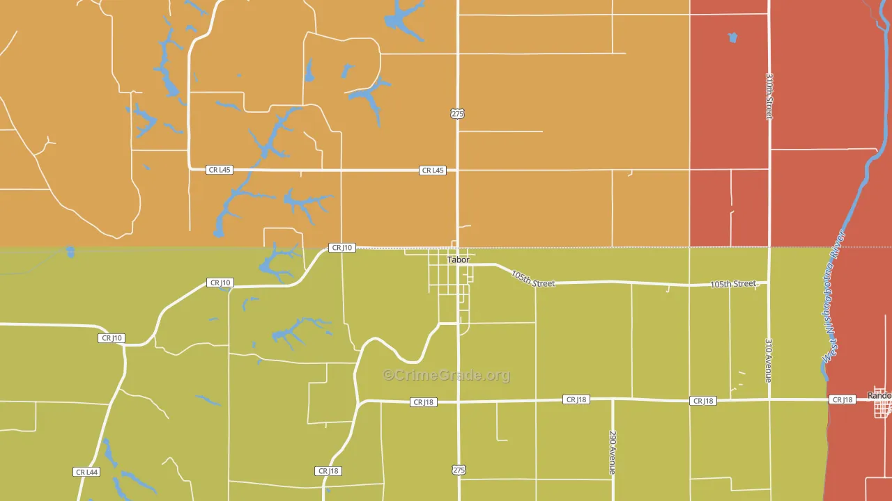 Tabor, IA Map of Murder Rates