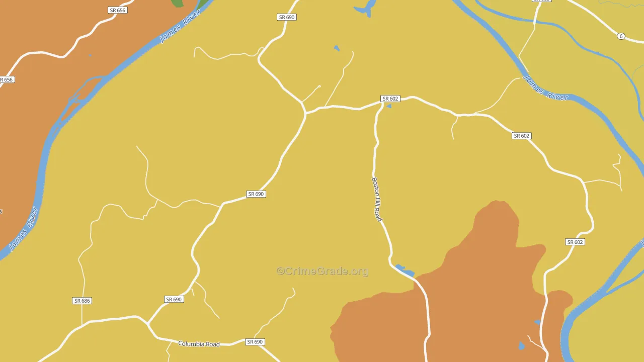Tabscott, VA Map of Murder Rates