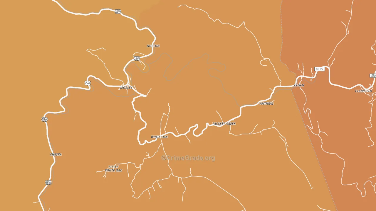 Tackett Creek, TN Map of Murder Rates