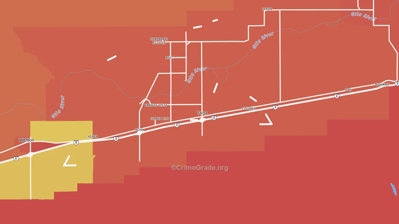 Tacna, AZ Map of Murder Rates