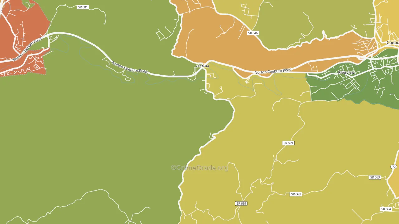 Tacoma, VA Map of Murder Rates