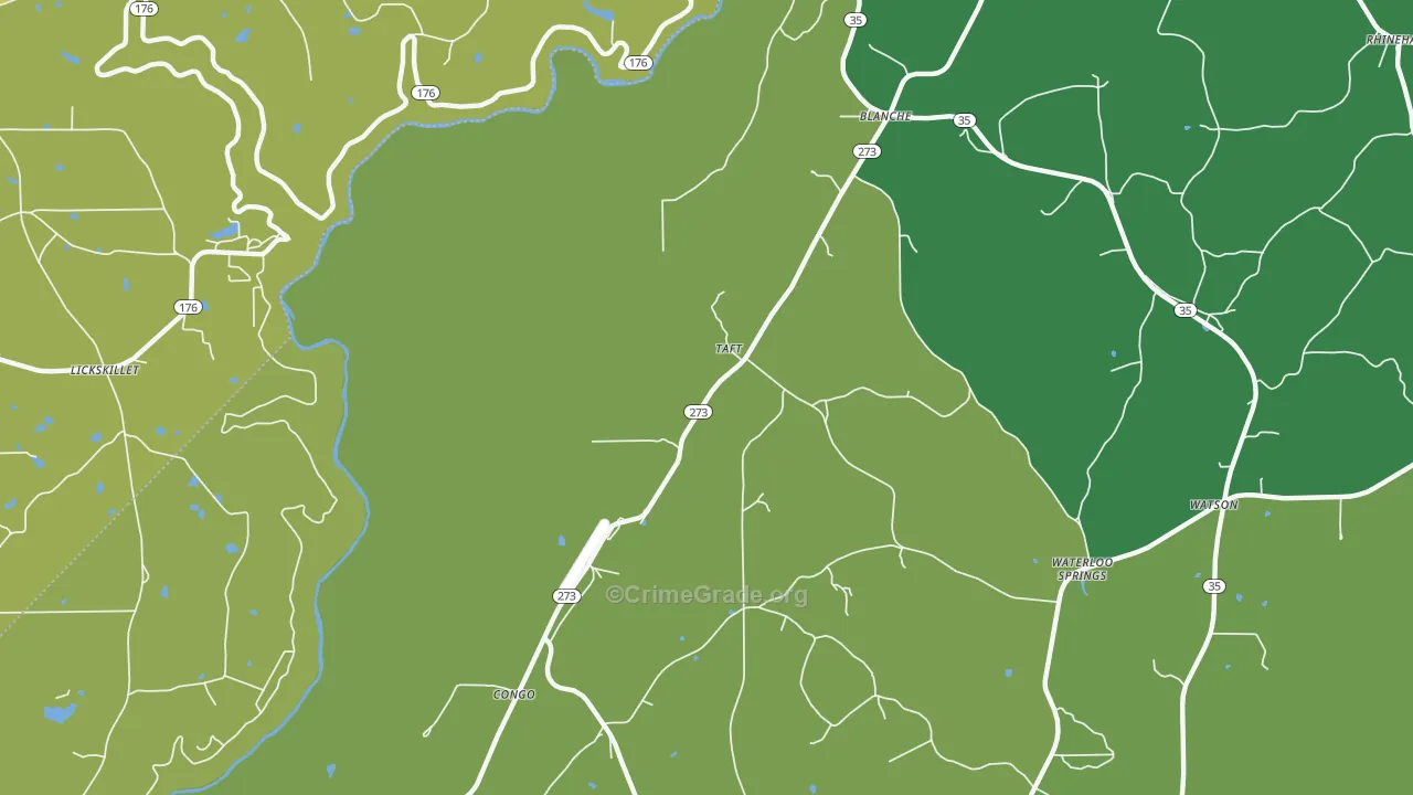 Taff, AL Map of Murder Rates