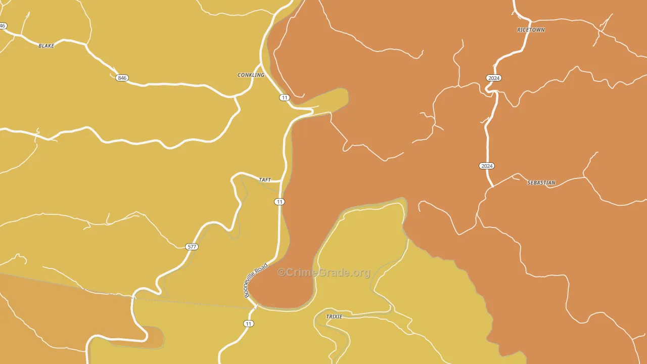 Taft, KY Map of Murder Rates
