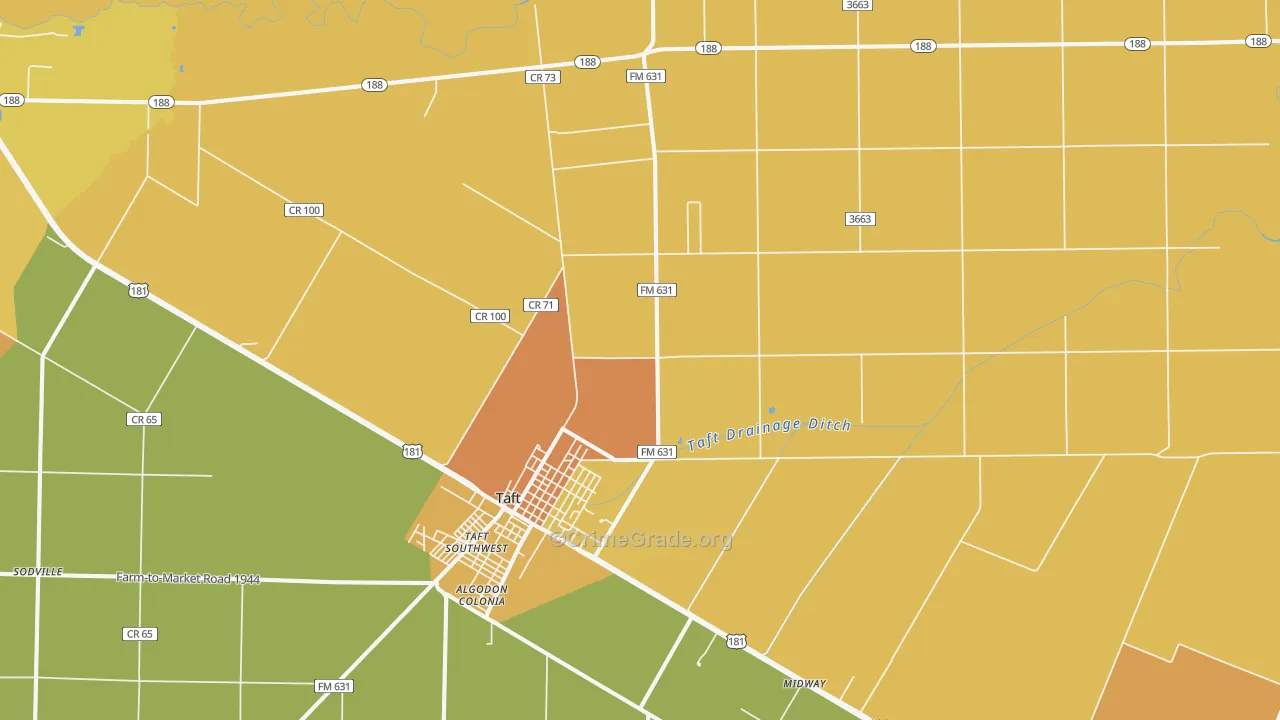 Taft Southwest, TX Map of Murder Rates