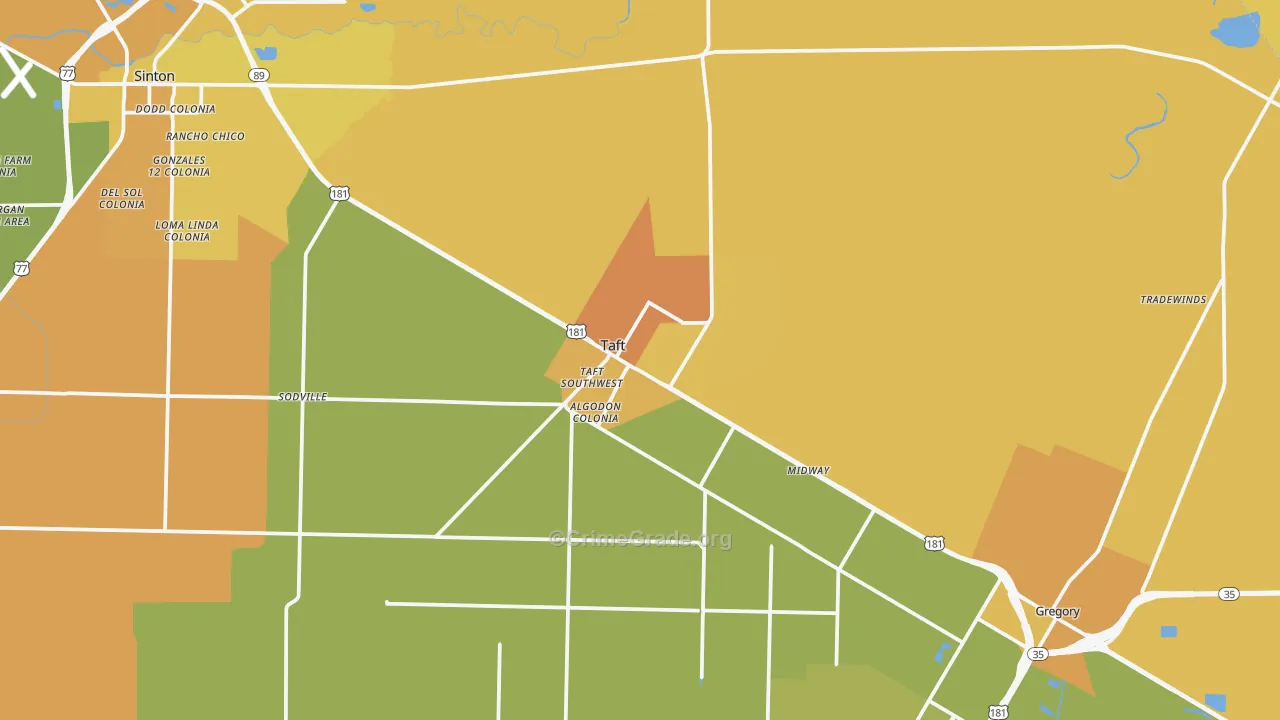 Taft, TX Map of Murder Rates