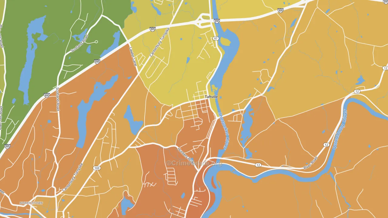 Taftville, CT Map of Murder Rates