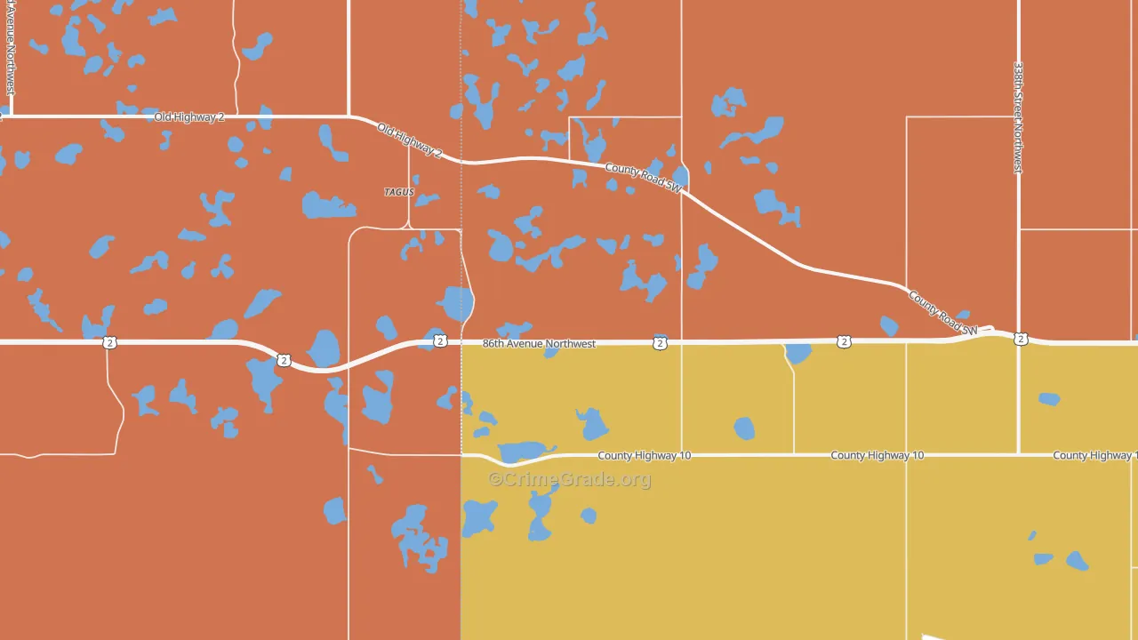 Tagus, ND Map of Murder Rates