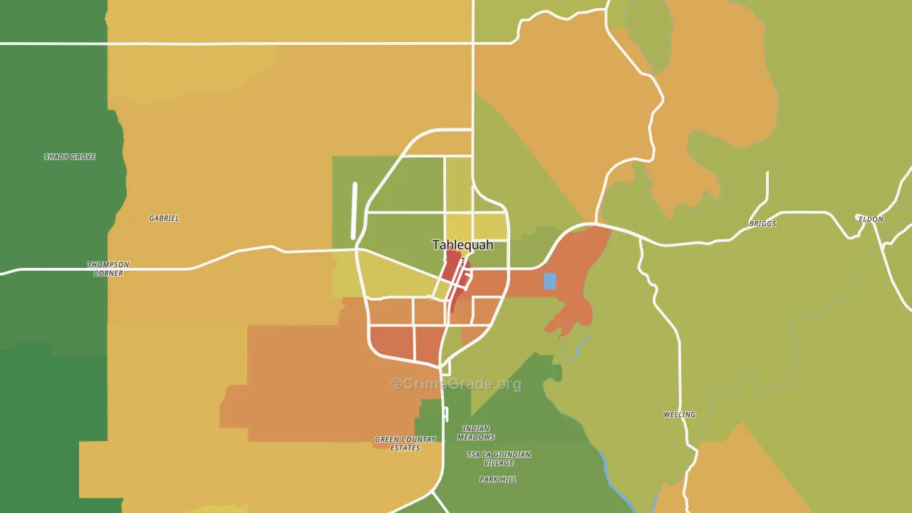 Tahlequah, OK Map of Murder Rates