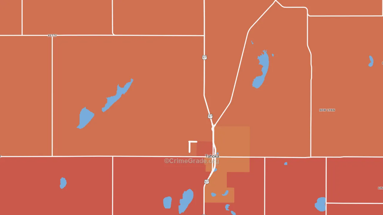 Tahoka, TX Map of Murder Rates