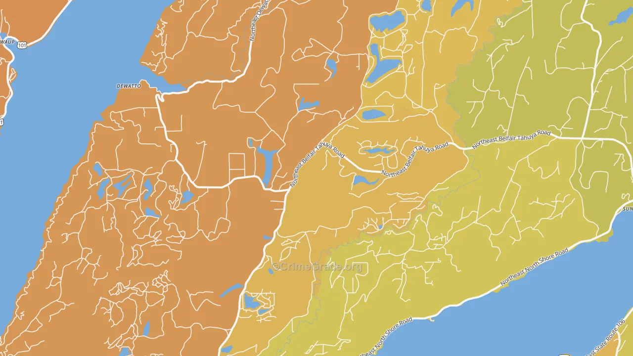 Tahuya, WA Map of Murder Rates
