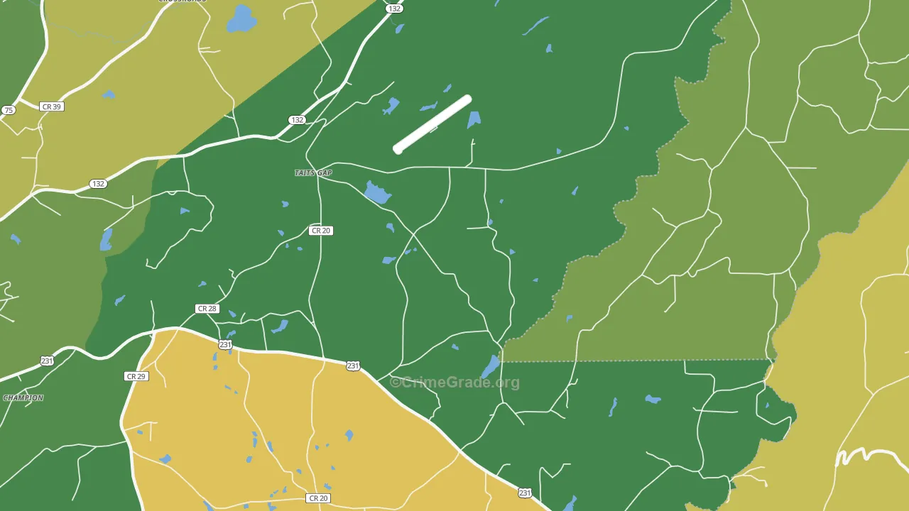 Taits Gap, AL Map of Murder Rates