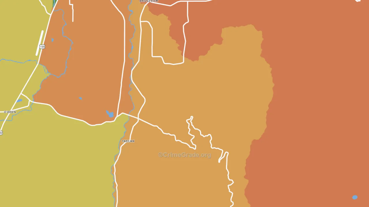 Takilma, OR Map of Murder Rates