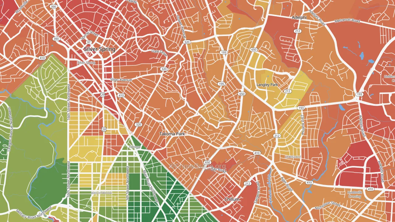 Takoma Park, MD Map of Murder Rates