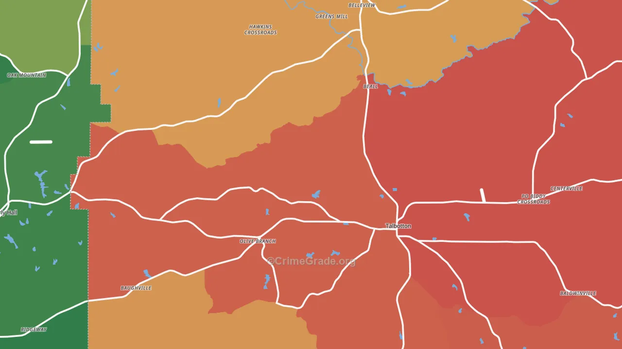 Talbot County, GA Map of Murder Rates