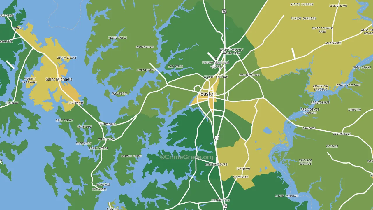 Talbot County, MD Map of Murder Rates