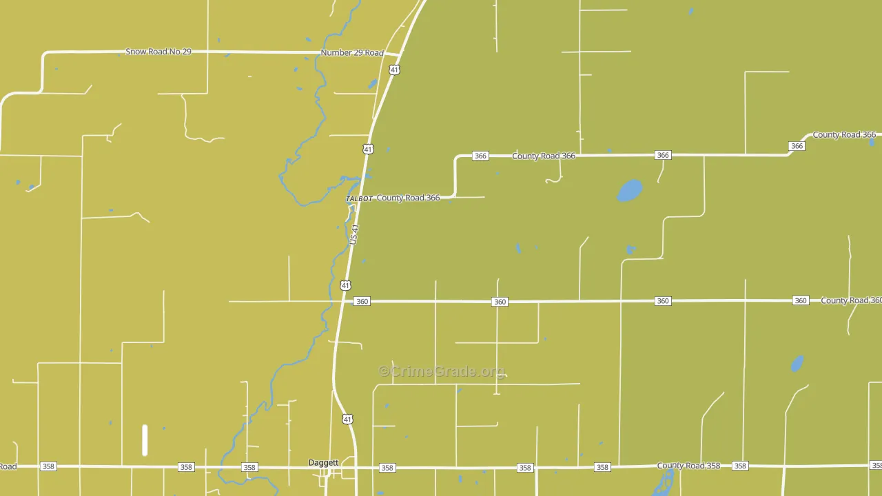 Talbot, MI Map of Murder Rates