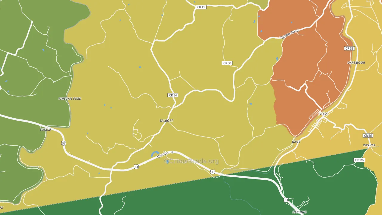 Talbott, WV Map of Murder Rates