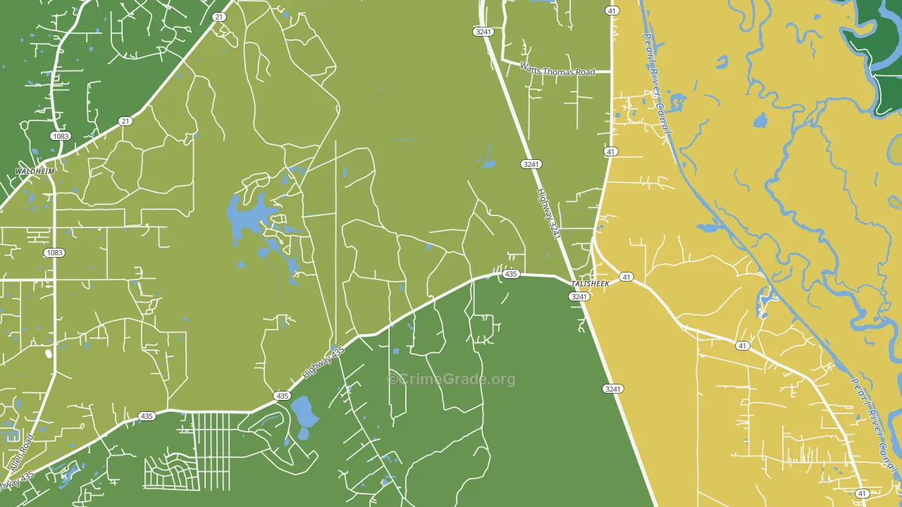 Talisheek, LA Map of Murder Rates