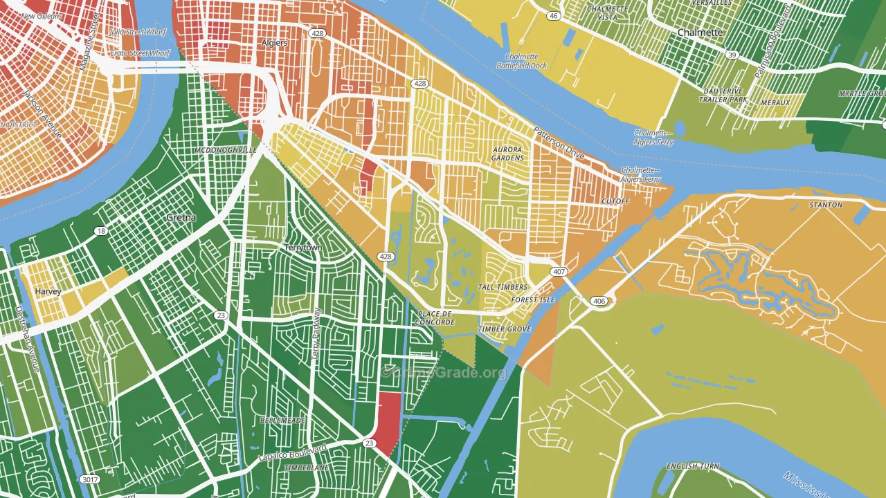 Tall Timbers, New Orleans, LA Map of Murder Rates
