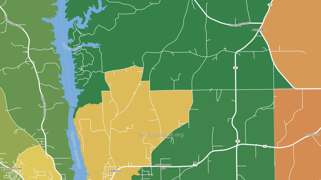 Tallapoosa City, AL Map of Murder Rates