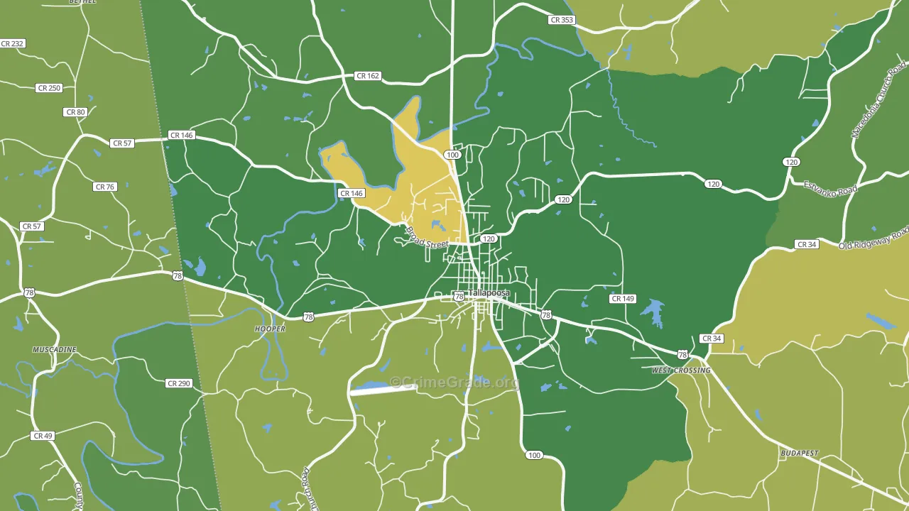 Tallapoosa, GA Map of Murder Rates
