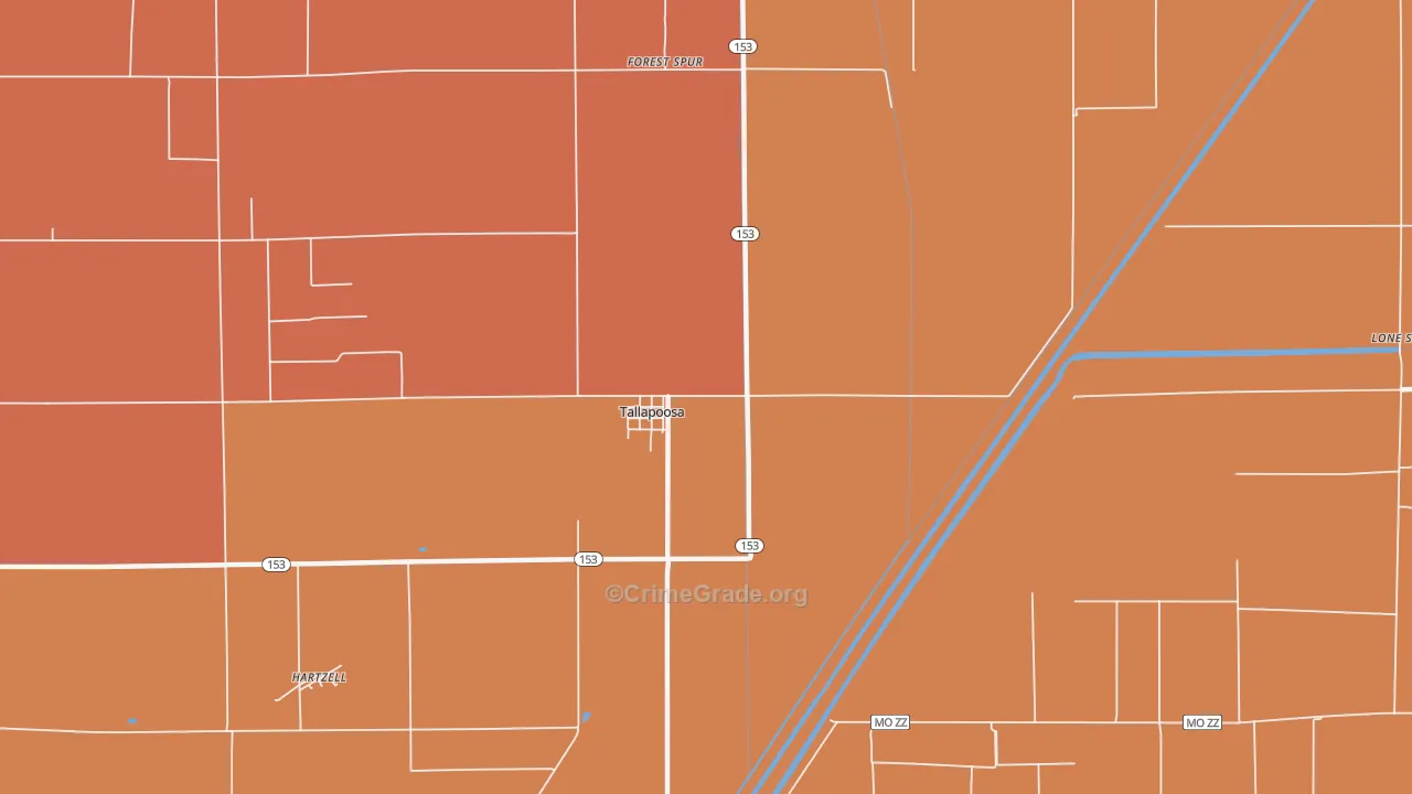 Tallapoosa, MO Map of Murder Rates
