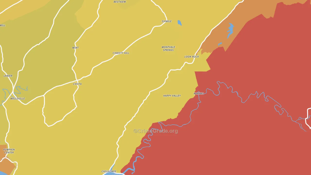 Tallassee, TN Map of Murder Rates