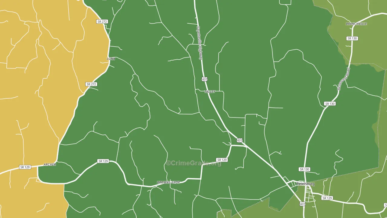 Talley, TN Map of Murder Rates