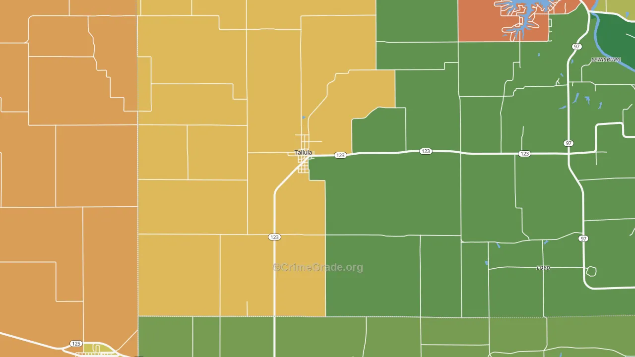 Tallula, IL Map of Murder Rates