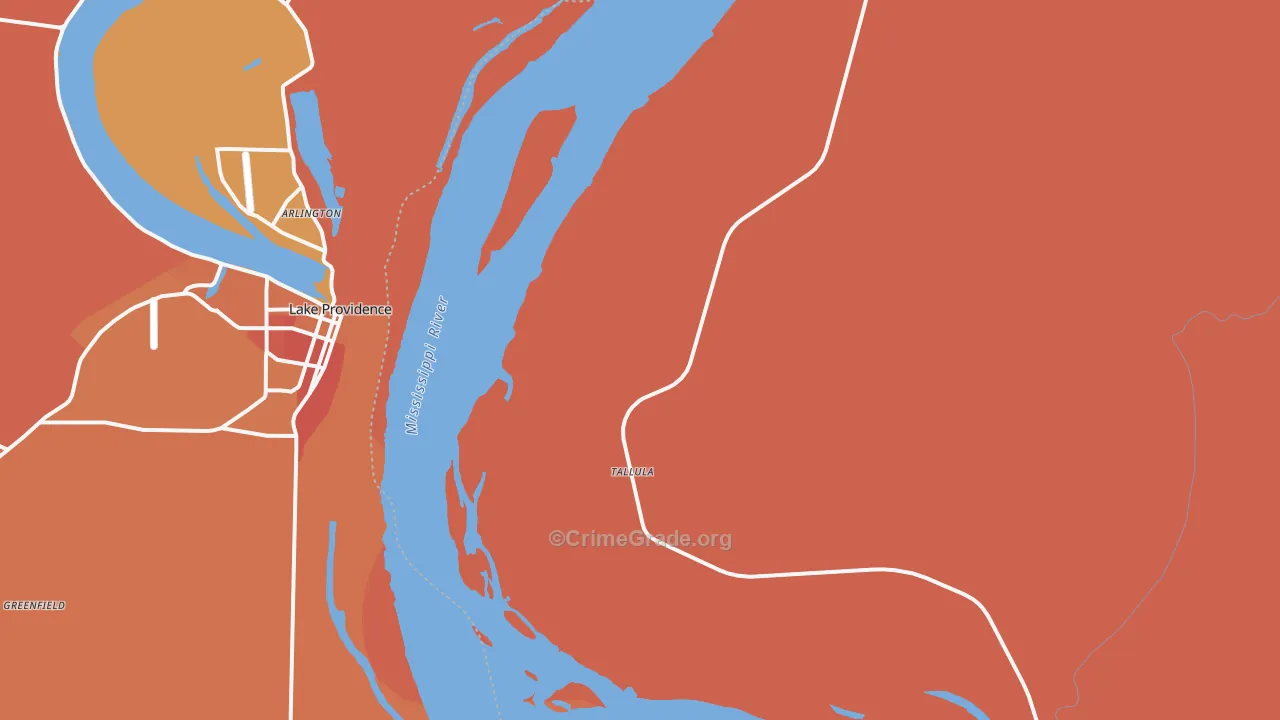 Tallula, MS Map of Murder Rates