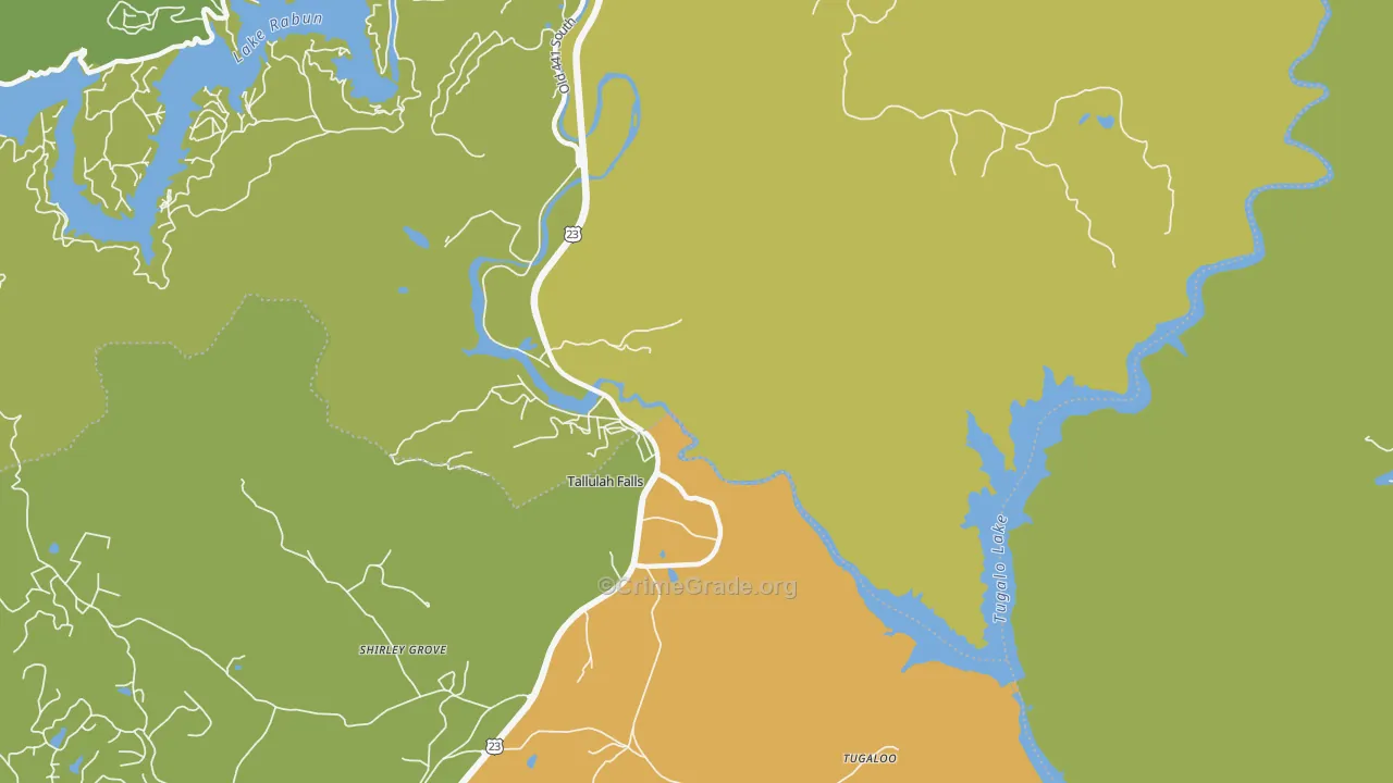 Tallulah Falls, GA Map of Murder Rates