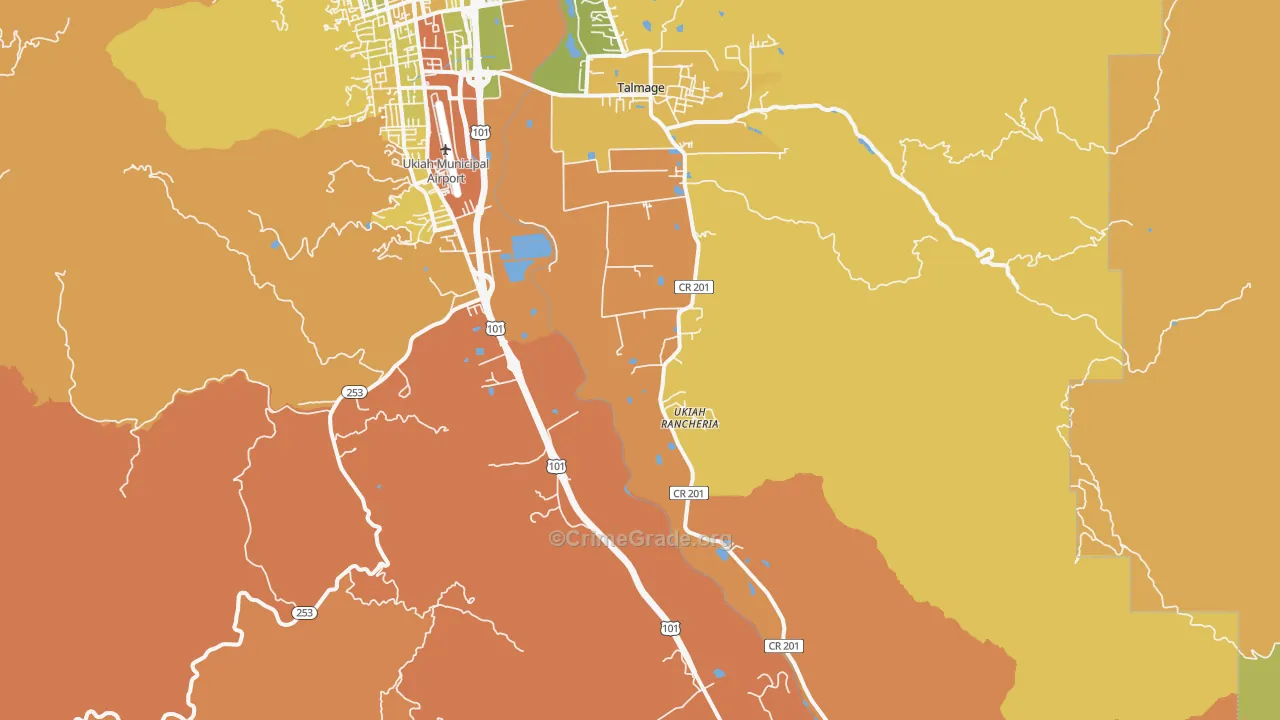 Talmage, CA Map of Murder Rates