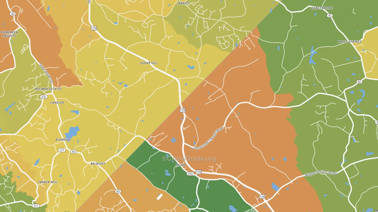 Talmo, GA Map of Murder Rates