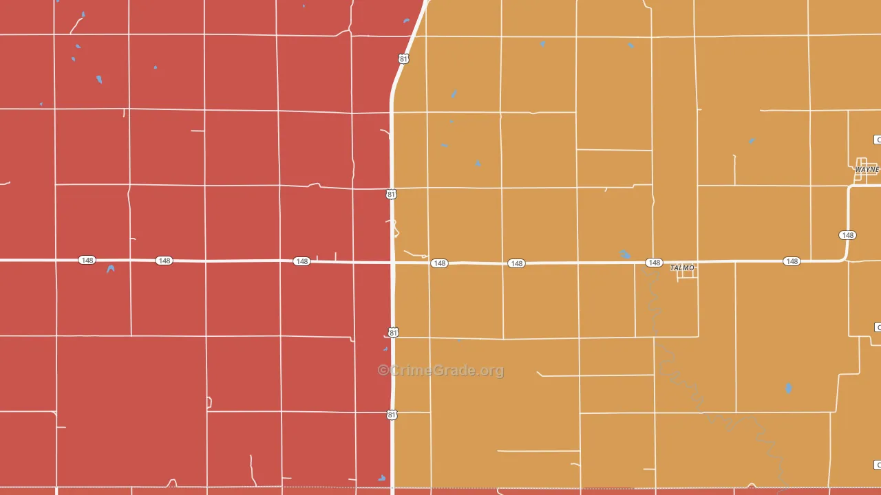 Talmo, KS Map of Murder Rates