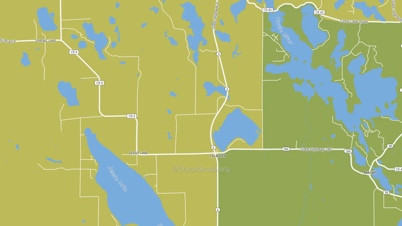 Talmoon, MN Map of Murder Rates