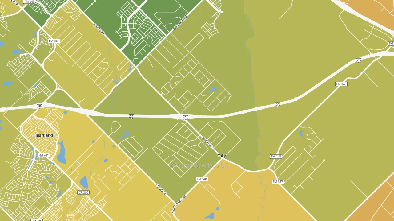 Talty, TX Map of Murder Rates