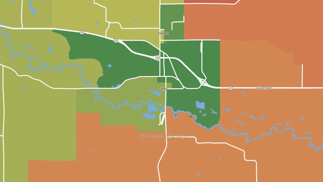 Tama, IA Map of Murder Rates
