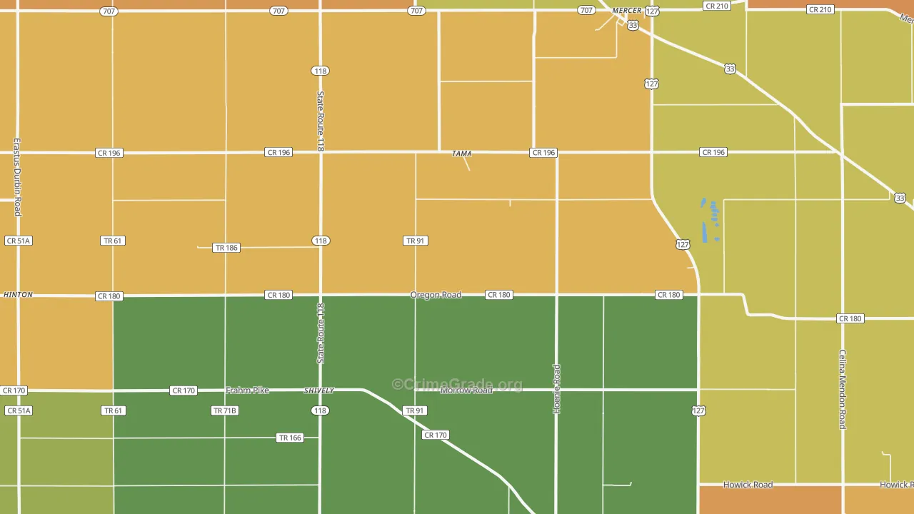 Tama, OH Map of Murder Rates