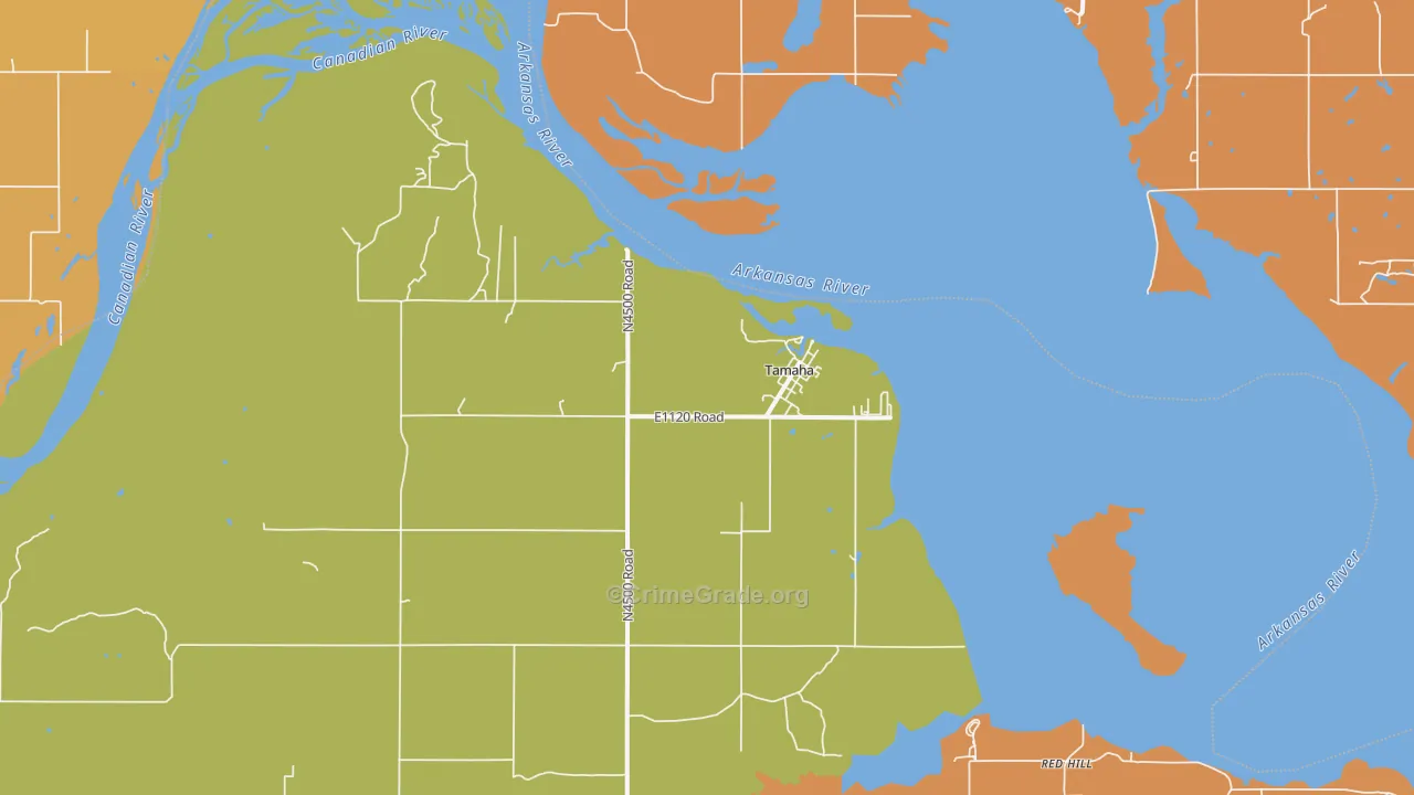 Tamaha, OK Map of Murder Rates