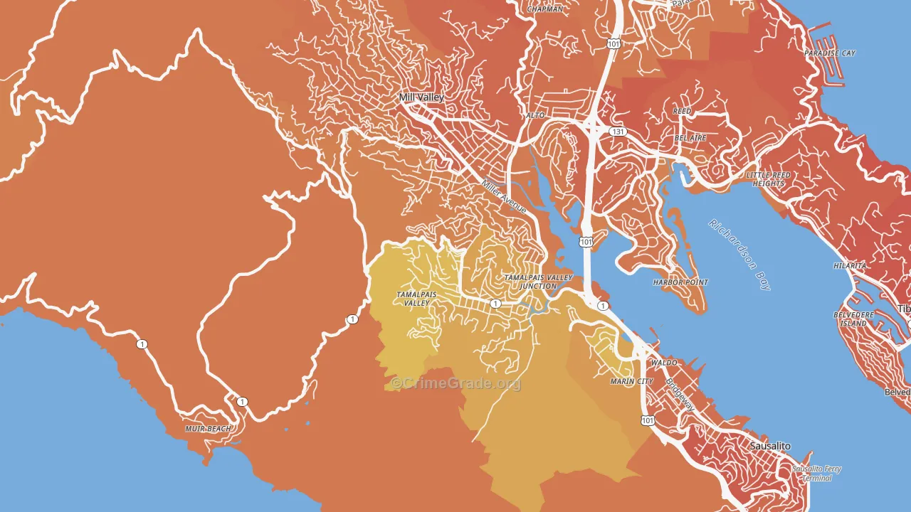 Tamalpais-Homestead Valley, CA Map of Murder Rates