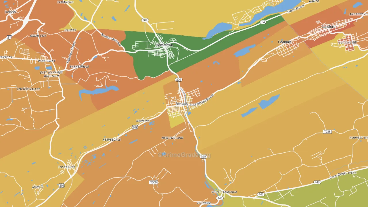 Tamaqua, PA Map of Murder Rates