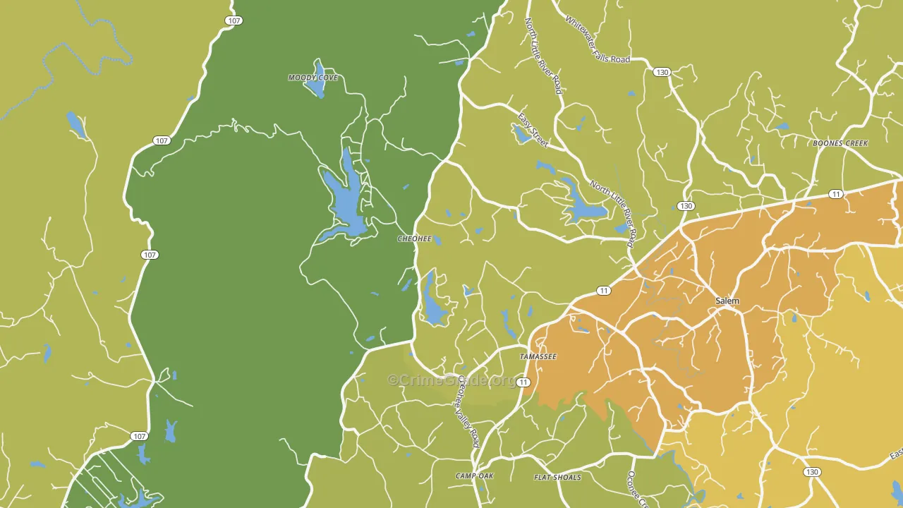 Tamassee, SC Map of Murder Rates