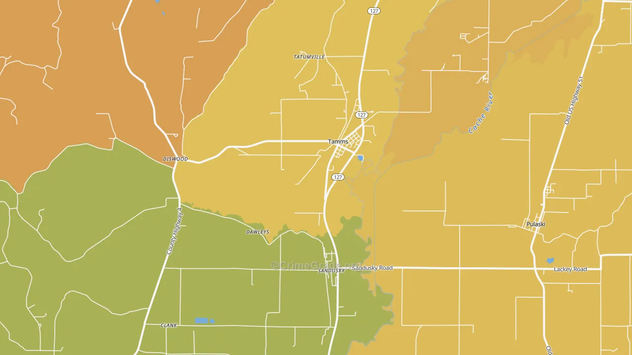 Tamms, IL Map of Murder Rates