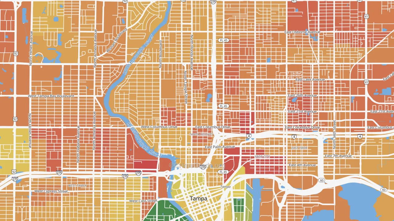 Tampa Heights, Tampa, FL Map of Murder Rates