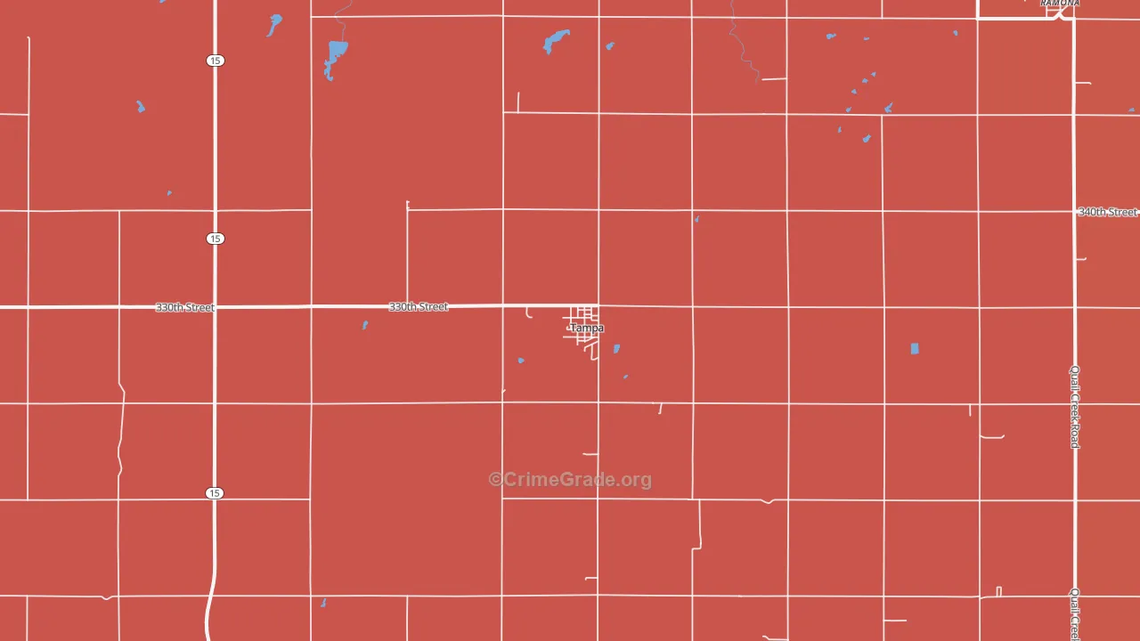 Tampa, KS Map of Murder Rates