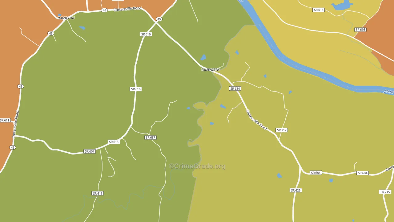 Tamworth, VA Map of Murder Rates